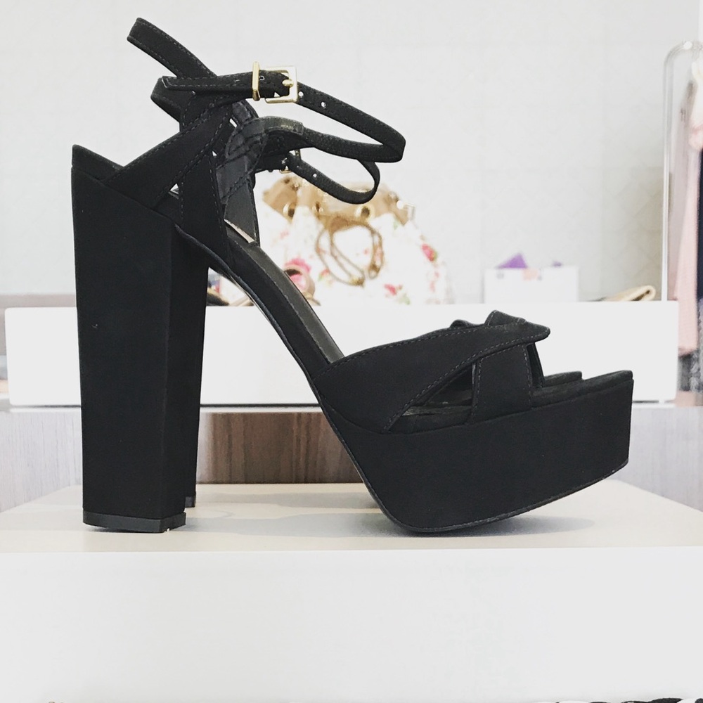 Brazilian Leather Black Platform Heels